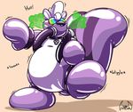  2017 absurd_res anthro belly big_belly collar digital_drawing_(artwork) digital_media_(artwork) drone english_text gas_mask hi_res male mammal mask nude overweight rubber shiny simple_background skunk solo soul-silver-dragon sound_effects striped_tail stripes text visor 