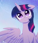  2018 cute equine eyelashes feathered_wings feathers female friendship_is_magic hair horn mammal momomistress multicolored_hair my_little_pony purple_eyes purple_feathers smile solo twilight_sparkle_(mlp) winged_unicorn wings 