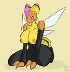  2018 anthro anthrofied areola arthropod big_breasts breasts claws dima_(artist) female gem insect insect_wings isabelle_(r-mk) kneeling looking_at_viewer navel nintendo nipples non-mammal_breasts nude pinup pok&eacute;mon pok&eacute;mon_(species) pok&eacute;morph pose purple_eyes purple_sclera simple_background smile solo thick_thighs vespiquen video_games wings 