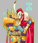  avian azir_(lol) bird blue_eyes cloak clothed clothing fang_(gigantic) fur gigantic hug league_of_legends male mammal mouse red_eyes riot_games rodent tyto_the_swift_(gigantic) video_games white_fur 