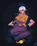  2018 big_breasts breasts cleavage clothed clothing crossed_arms dark_skin female genie humanoid jewelry lamp long_ears necklace not_furry pointy_ears ring solo urw veil yellow_eyes 