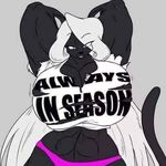  big_breasts black_panther blue_eyes breasts clothing feline female hair hands_behind_head invalid_tag long_hair looking_at_viewer mammal muscular panther shirt torn_clothing torn_shirt underwear white_hair 