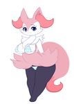  2018 anthro bikini blue_eyes braixen breasts canine clothing dipstick_tail female hi_res inner_ear_fluff looking_at_viewer mammal multicolored_tail nintendo pinkcappachino pok&eacute;mon pok&eacute;mon_(species) simple_background smile solo swimsuit video_games white_background 