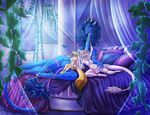  2018 4_toes 5_fingers anklet anthro armlet avian barefoot beak bed bed_sheet bedding bedroom biped blue_eyes blue_hair blue_scales blue_tail breasts brown_tail canine claws collar detailed_background digital_media_(artwork) dragon ear_piercing eastern_dragon eyes_closed feathers female fennec flesh_whiskers fox fur grey_beak grey_horn group hair hand_on_neck hand_on_thigh hi_res horn inside jewelry kaylii larger_anthro larger_female legband long_hair long_neck long_tail lying mammal mostly_nude multicolored_fur multicolored_tail navel navel_piercing necklace nipples on_bed on_side piercing pillow princess_(kaylii) pussy reclining robyn_(kaylii) scales scalie selena_(draco-cretel) sitting size_difference smaller_anthro smaller_female snout tail_tuft tan_fur tan_tail toe_claws toes tuft two_tone_fur white_claws white_feathers white_fur white_hair white_tail window 