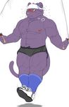  abs anthro blush clothing feline footwear headband legwear male mammal muscular muscular_male nipples shoes skipping_rope socks solo sweat tight_clothing wolvesmind 