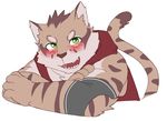  anthro blush clothing feline hoodie looking_at_viewer male mammal muscular muscular_male open_mouth smile solo wolvesmind 