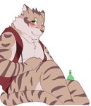 anthro blush feline looking_at_viewer male mammal muscular muscular_male open_jacket simple_background smile solo white_background wolvesmind 