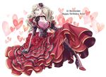  belt_collar blonde_hair blue_eyes breasts carmen_(persona_5) carmen_(persona_5)_(cosplay) commentary_request cosplay flower frilled_skirt frills from_side full_body gloves hair_flower hair_ornament happy_birthday heart heart_print high_heels layered_skirt long_hair looking_at_viewer medium_breasts one_eye_closed oto_nagi persona persona_5 red_flower red_rose red_skirt rose skirt smile solo takamaki_anne twintails 