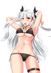  antenna_hair armpits arms_behind_head ass_visible_through_thighs azur_lane bad_id bad_pixiv_id bangs bikini bikini_in_mouth black_bikini black_ribbon blush breasts cleavage commentary_request covered_nipples crotch_seam eyebrows_visible_through_hair f_(milfaaaaa) german_flag groin hair_between_eyes hair_ribbon highres iron_cross large_breasts long_hair looking_at_viewer multicolored_hair navel prinz_eugen_(azur_lane) red_hair ribbon shiny shiny_skin side-tie_bikini sidelocks silver_hair simple_background skindentation smile solo stomach streaked_hair swimsuit thigh_strap thighs two_side_up underboob very_long_hair white_background 