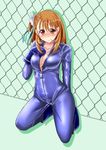  absurdres ahoge biker_clothes bikesuit bodysuit breasts brown_eyes brown_hair chan_(akuty_ikkot) cleavage closed_mouth commentary_request hair_ornament highres large_breasts short_hair solo wild_arms wild_arms_4 yulie_ahtreide 