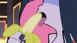  animated animated_gif banana food fruit lowres multicolored_hair nail_polish non-web_source panty_&amp;_stocking_with_garterbelt sexually_suggestive stocking_(psg) tongue two-tone_hair 