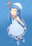  bad_id bad_pixiv_id blue_hair closed_eyes dress hat ikamusume long_hair shinryaku!_ikamusume shrimp smile solo tamakorogashi tentacle_hair tentacles underwater 