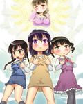  black_hair breast_envy character_request karakara marui_hitoha mitsudomoe multiple_girls ogata_airi pantyhose 