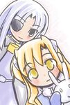  artist_request blonde_hair cinque_(nanoha) due_(nanoha) long_hair lyrical_nanoha mahou_shoujo_lyrical_nanoha_strikers multiple_girls numbers_(nanoha) silver_hair 