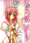  bad_id bad_pixiv_id blush character_name estellise_sidos_heurassein gloves green_eyes halftone hiryuu_kanon pink_hair short_hair smile solo tales_of_(series) tales_of_vesperia zoom_layer 