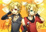  1girl 96neko :p bad_id bad_pixiv_id blonde_hair casual choker gloves hair_ornament hairclip headphones kagamine_len skull tongue tongue_out ueno_tsuki vocaloid 