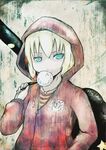  bad_id bad_pixiv_id blonde_hair blue_eyes bubble_blowing chewing_gum guitar_case hood hoodie instrument_case kon_futaba koohee solo soredemo_machi_wa_mawatteiru 