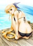  :p ass ayato bad_id bad_pixiv_id bikini blonde_hair blush breast_press breasts green_eyes hair_ribbon heterochromia highres long_hair lyrical_nanoha mahou_shoujo_lyrical_nanoha_strikers mahou_shoujo_lyrical_nanoha_vivid older red_eyes ribbon side-tie_bikini side_ponytail small_breasts swimsuit tongue tongue_out very_long_hair vivio water 