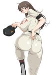  ass baseball blush breasts brown_eyes brown_hair highres huge_breasts lip_van_winkle momoe_maria ookiku_furikabutte solo 