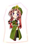  bad_id bad_pixiv_id bow braid chibi china_dress chinese_clothes dress hair_bow hat hong_meiling long_hair lozelia purple_eyes red_hair solo thighhighs touhou twin_braids 
