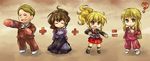  2girls androgynous blonde_hair brown_hair chimerism dress formal fusion multiple_boys multiple_girls ponytail pote_(ptkan) siblings skirt suit umineko_no_naku_koro_ni ushiromiya_jessica ushiromiya_krauss ushiromiya_lion ushiromiya_natsuhi 