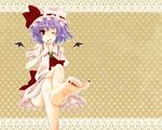  :p bad_feet barefoot crossed_legs feet hat long_toenails muzuki_hikari nail_polish one_eye_closed purple_hair red_eyes red_nails remilia_scarlet short_hair sitting solo toenails tongue tongue_out touhou wallpaper wings 