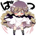  =_= bad_id bad_pixiv_id blush chibi dress dress_lift embarrassed gradient_hair hijiri_byakuren long_hair lowres multicolored_hair nakayama_miyuki panties solo touhou underwear wavy_mouth 