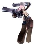  bad_id bad_pixiv_id gun handgun hat highres noco_(adamas) original pink_eyes pink_hair revolver simple_background solo standing weapon 