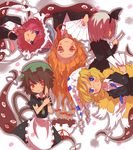  alternate_costume animal_ears bad_id bad_pixiv_id bespectacled blonde_hair blue_eyes brown_hair cat_ears cat_tail chen closed_eyes contemporary enmaided formal fox_tail gap glasses hat hiruma_andon konpaku_youmu maid multiple_girls multiple_tails pink_hair red_eyes saigyouji_yuyuko silver_hair suit tail touhou upside-down yakumo_ran yakumo_yukari 