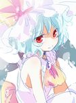  :&gt; bare_shoulders blue_hair cravat machiko_(beard) red_eyes remilia_scarlet short_hair solo touhou upper_body 