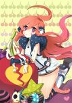  1girl ahoge broken_heart gloves headphones long_hair red_hair sf-a2_miki skull solo star taruk vocaloid 