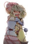  blood bloody_tears blush closed_eyes comforting crying frills green_hair hairband hug komeiji_koishi komeiji_satori multiple_girls open_mouth pink_hair pote_(aonibi_kairou) sad short_hair siblings sisters skirt snot tears touhou 