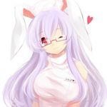  animal_ears bad_id bad_pixiv_id bespectacled bunny_ears etou_(cherry7) glasses heart long_hair nurse purple_hair red_eyes reisen_udongein_inaba solo touhou wings 