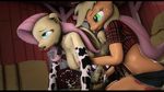  2017 3d_(artwork) absurd_res ahegao all_fours animal_genitalia animal_penis anthro applejack_(mlp) areola armwear astridofastora barn big_breasts blonde_hair breast_grab breast_milking breasts clothed clothing collar cow_print cowbell crop_top cum cum_bucket cumshot cutie_mark cutoffs denim_shorts dickgirl dickgirl/female digital_media_(artwork) domination duo ear_tag earth_pony ejaculation elbow_gloves equine equine_penis erection eyebrows eyelashes facial_piercing feathered_wings feathers female female_domination fluttershy_(mlp) freckles friendship_is_magic fully_clothed gloves green_eyes hair half-closed_eyes hand_on_breast handjob hat hay hay_bale hi_res horse inside intersex intersex/female lactating legwear looking_pleasured mammal milk mostly_nude my_little_pony nose_piercing nose_ring open_mouth open_smile orgasm pegasus penis penis_milking piercing pink_hair plaid pony roleplay sex shirt shorts sitting smile source_filmmaker stockings teal_eyes text tongue tongue_out vein watermark wings 
