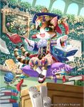  animal_ears bell book cardfight!!_vanguard cat cat_ears cat_tail company_name fang flower furry gem green_eyes hat leaf official_art pillow sandals scroll sitting solo special_appointment_professor_arusha tadokoro_teppei tail wand 