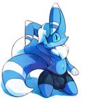  2018 2_tails 3_fingers anthro anthrofied belly big_bulge biped black_nose blue_eyes blue_fur blue_tail boxers_(clothing) bulge cheek_tuft clothed clothing digital_drawing_(artwork) digital_media_(artwork) dipstick_tail feline floppy_ears front_view full-length_portrait fur gloves_(marking) hand_behind_head handpaw head_tuft kneeling long_tail looking_at_viewer male mammal markings meowstic multi_tail multicolored_fur multicolored_tail navel neck_tuft nekomata nintendo no_sclera open_mouth open_smile paws pok&eacute;mon pok&eacute;mon_(species) pok&eacute;morph portrait raised_arm shadow shy simple_background slit_pupils smile solo somnamg sweat topless tuft two_tone_fur two_tone_tail underwear video_games white_background white_fur white_tail 