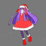  beatrice_(wild_arms) breasts christmas commentary_request dress highres long_hair pantyhose purple_hair sam42 simple_background solo wild_arms wild_arms_3 winter_clothes 