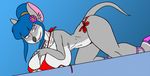 2017 5_fingers anthro bedroom_eyes big_breasts bikini blue_hair breasts buckteeth cleavage clothed clothing creatiffy curvaceous female flower flower_in_hair footwear fur geronimo_stilton_(series) grey_fur hair half-closed_eyes hand_on_breast high_heels looking_at_viewer mammal mouse multicolored_fur pink_eyes plant rodent seductive shoes simple_background smile solo swimming_pool swimsuit teeth thea_sisters thick_thighs two_tone_fur violet_(thea_sisters) voluptuous white_fur wide_hips 