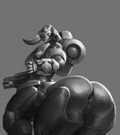  anal anus big_butt butt da_polar_inc female gaping gaping_anus horn living_machine machine not_furry nude omnic orisa_(overwatch) overwatch pussy ranged_weapon robot simple_background solo standing taur video_games weapon 