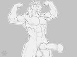  2016 abs anatomically_correct anatomically_correct_penis animal_genitalia animal_penis anthro balls biceps big_penis biped clayton_haniger equine equine_penis erection fasttrack37d flexing front_view grey_background greyscale hair half-length_portrait horse long_hair looking_at_viewer male mammal medial_ring monochrome muscular muscular_male navel nipples nude pecs penis pepsi_(fa) portrait pose sheath simple_background smile snout solo standing watermark 