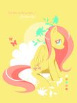  abstract_background ambient_butterfly arthropod blue_eyes butterfly equine feathered_wings feathers female feral fluttershy_(mlp) friendship_is_magic fur hair happy insect looking_back mammal my_little_pony pegasus pink_hair side_view simple_background sitting smile solo tinrobo vines wings yellow_background yellow_fur yellow_theme 
