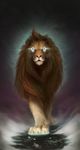  absurd_res feline feral fur hi_res lion looking_at_viewer male mammal mane nathing simple_background solo walking whiskers 