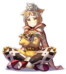  animal animal_ears bangs black_gloves black_legwear blush bodysuit boots byakko_(xenoblade) cat_ears chikugen_shiina closed_eyes closed_mouth crossed_arms crossed_legs fang fang_out gloves hair_ribbon head_tilt light_brown_hair niyah on_head red_footwear ribbon short_hair sitting thighhighs tiger white_background white_tiger xenoblade_(series) xenoblade_2 yellow_bodysuit yellow_eyes yellow_ribbon younger 
