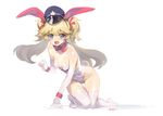  animal_ears bangs bare_shoulders blonde_hair blue_eyes blush bow breasts bunny_ears bunny_tail bunnysuit collarbone elbow_gloves full_body girls_frontline gloves hair_flaps hair_ribbon hat leotard long_hair looking_at_viewer olys open_mouth pink_bow pink_ribbon police_hat ribbon simple_background small_breasts solo super_shorty_(girls_frontline) tail thighhighs twitter_username two_side_up white_background white_gloves white_legwear white_leotard wrist_cuffs 