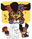  2017 anthro brown_hair clothing dress female green_eyes hair hair_bow hair_ribbon hair_tuft hi_res hokkaido_nippon-ham_fighters japanese_text mammal mascot nippon_professional_baseball open_mouth polly_polaris ribbons rodent smile sport squirrel sugurou text underwear uniform 