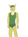  adam_(fuze) adam_caro bobcat briefs bulge clothing feline fuze green_shirt green_underwear male mammal shirt tank_top texnatsu underwear 