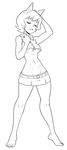  2018 5_fingers 5_toes anime barefoot breasts bunnox cartoon_network cat clothing digital_media_(artwork) eyes_closed feline female hair mammal mature_female midriff mother navel nicole_watterson pants parent pose short_hair simple_background skirt solo standing the_amazing_world_of_gumball toes under_boob white_background 