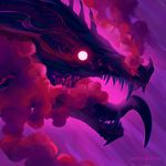  ambiguous_gender demortum digital_media_(artwork) dragon glowing glowing_eyes open_mouth purple_theme solo teeth tongue 