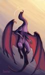  ambiguous_gender claws demortum digital_media_(artwork) dragon feral membranous_wings purple_skin simple_background solo tongue wings 