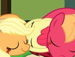  2018 apple_bloom_(mlp) applejack_(mlp) badumsquish bed big_macintosh_(mlp) cuddle_puddle cuddling equine fan_character female friendship_is_magic generic_messy_hair_anime_anon group horse human lying male mammal my_little_pony on_back petting pony sleeping smile tatzlpony 